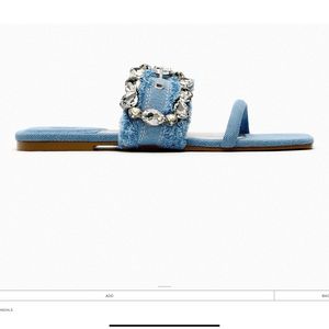 BUCKLED DEMIN  BLULE FLAT SANDALS ZARA 💥